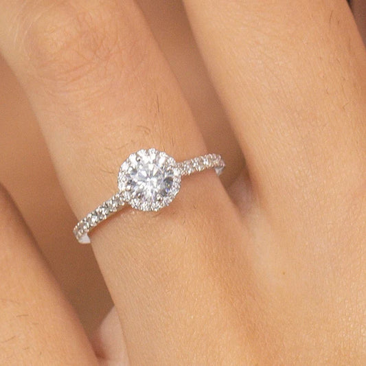 0.70 ct Moissanite Diamond Halo Engagement Ring, Vintage Style Ring, Bridal Ring, Anniversary Ring Gift for Her