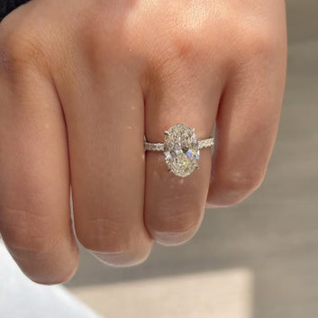 3 CT Oval Moissanite Diamond Engagement Ring ,925 Silver Moissanite Diamond Ring , Hidden Halo Oval Ring, Oval Engagement Ring , Diamond Ring