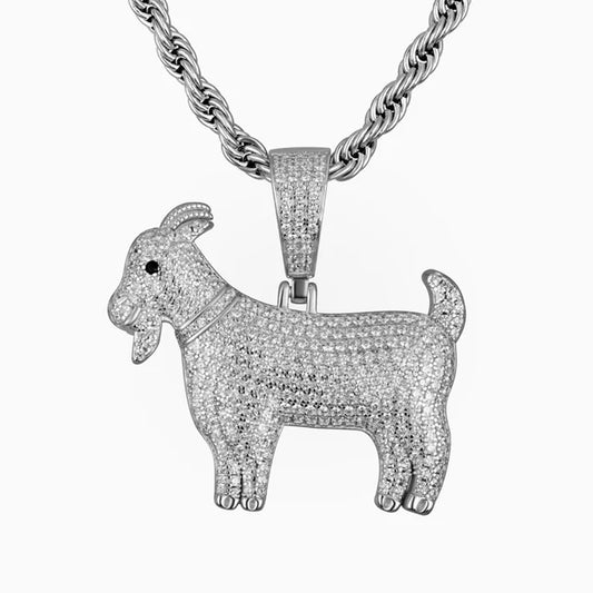 Goat Pendant - 925 Sterling Silver  2CT Moissanite  GOAT Pendant Hip-Hop Jewelry for Men Gift for Him