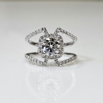 2.00CT Moissanite  Diamond Engagement Ring | 925 Silver Solid Ring | Unique Design Wedding Ring | Modern Bridal Jewelry | Elegant Sparkle