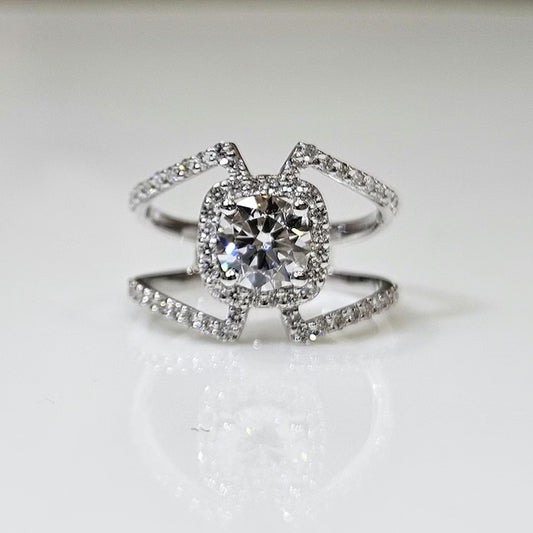 2.00CT Moissanite  Diamond Engagement Ring | 925 Silver Solid Ring | Unique Design Wedding Ring | Modern Bridal Jewelry | Elegant Sparkle