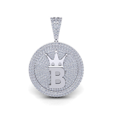 2CT Moissanite Bitcoin Krown Silver Pendant | Bitcoin Necklace | Bitcoin Gift | Unisex Necklaces | Crypto Currency Jewelry