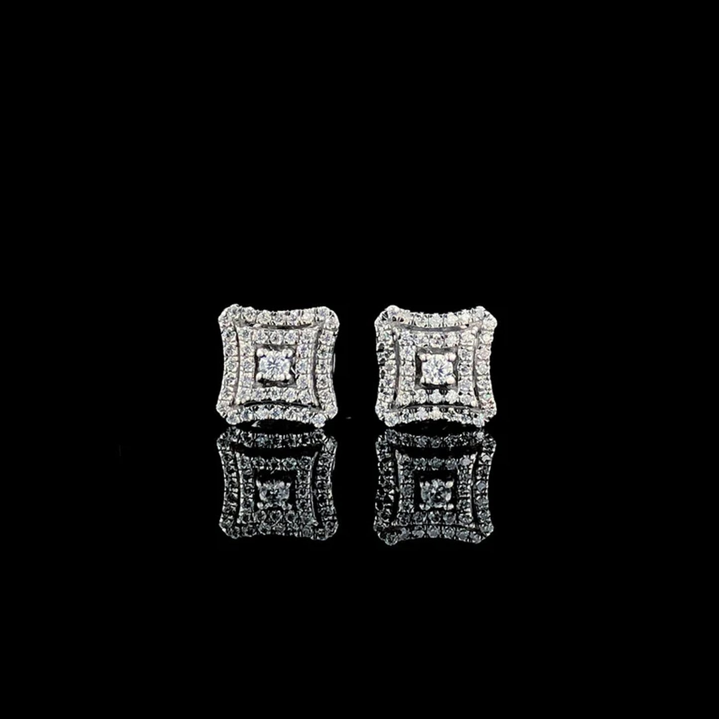 Iced Out Square Shape Unisex Earring Made in 925 Sterling Silver With VVS Colorless Moissanite Stone