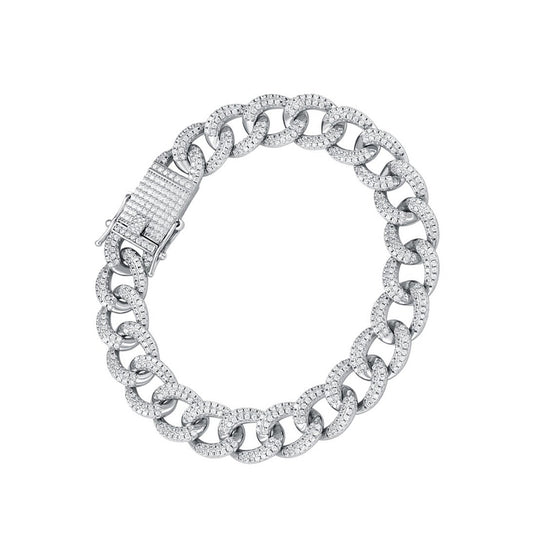 10mm Moissanite Cuban Link Chain – Pave Set with 925 Sterling Silver