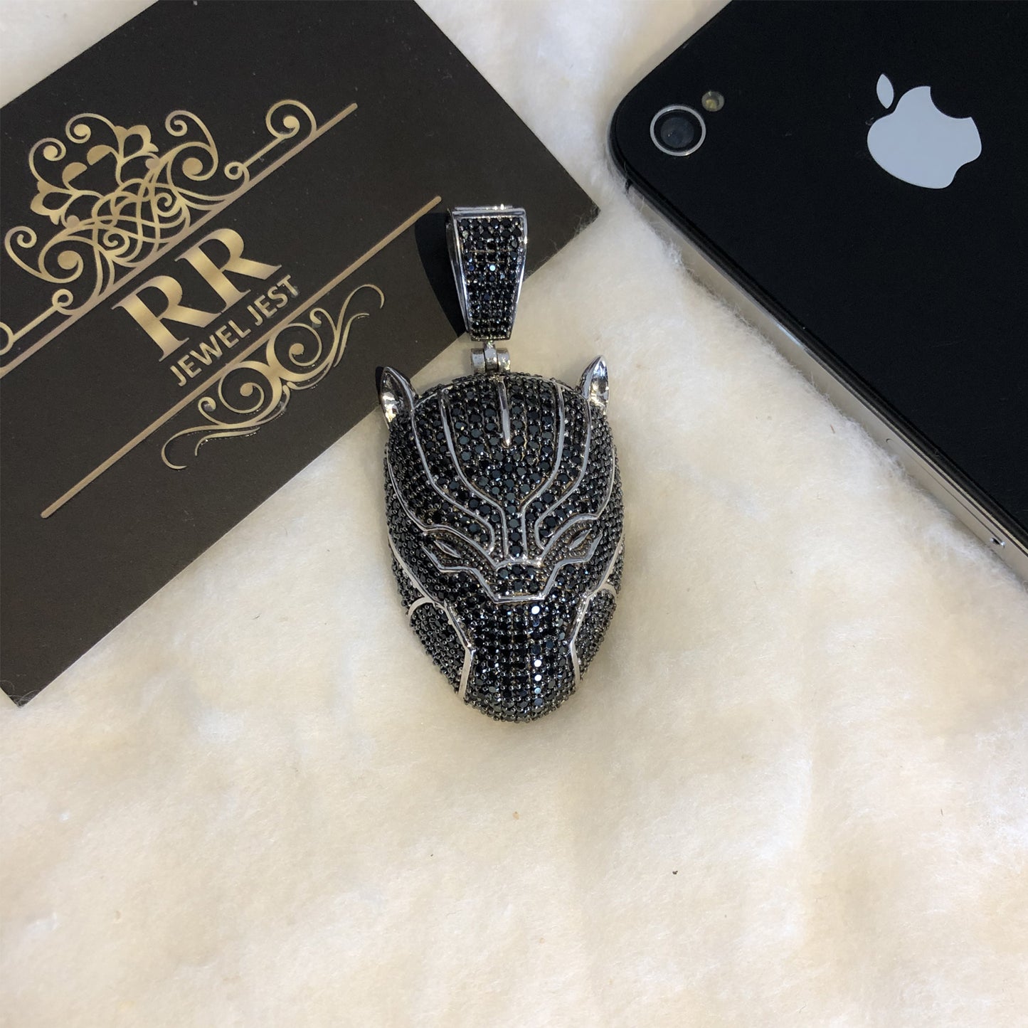 Sterling Silver 925 Hip Hop Iced Out Black Panther Pendant