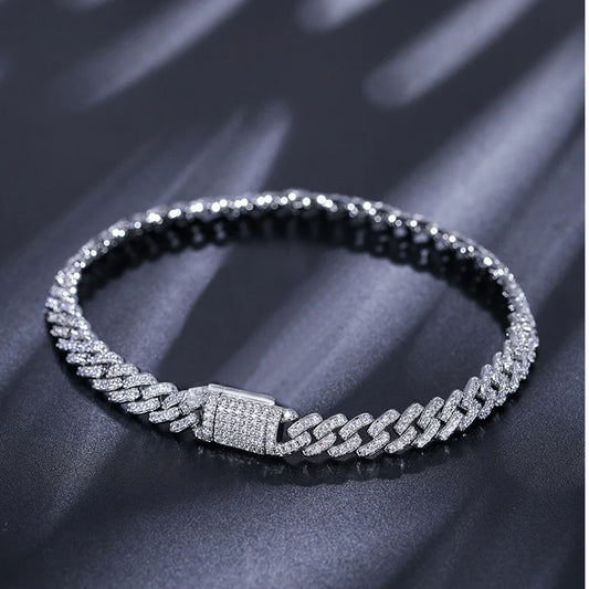 6mm Silver925 Moissanite Cuban Link Bracelet