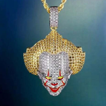 Solid Two Tone 925 Sterling Silver Evil Clown Pennywise IT movie Men's Pendants