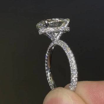 3 CT Oval Moissanite Engagement Ring Set Solitaire Wedding Ring Set With Round Pave Set Band 925 Sterling Silver Anniversary Gift Ring For Women
