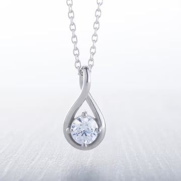0.50CT Moissanite Twist style Necklace pendant, 925 Silver Pendant, Gift for Mother,Sister etc