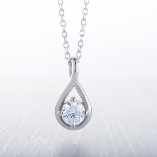 0.50CT Moissanite Twist style Necklace pendant, 925 Silver Pendant, Gift for Mother,Sister etc
