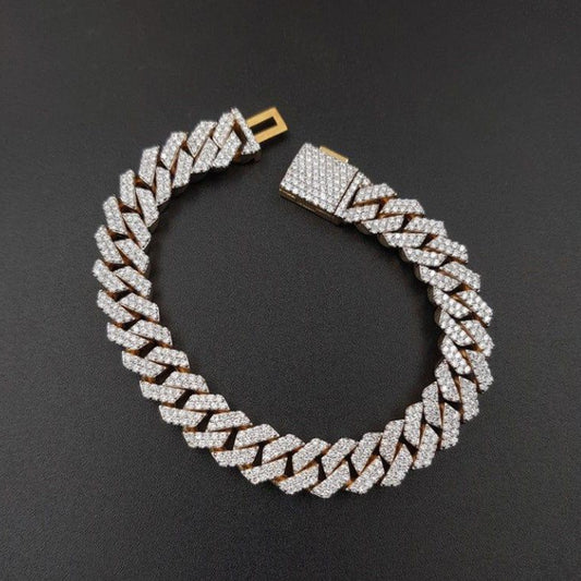 11MM Cuban link Iced out VVS Moissanite Diamond HipHop Miami Cuban link Bracelet