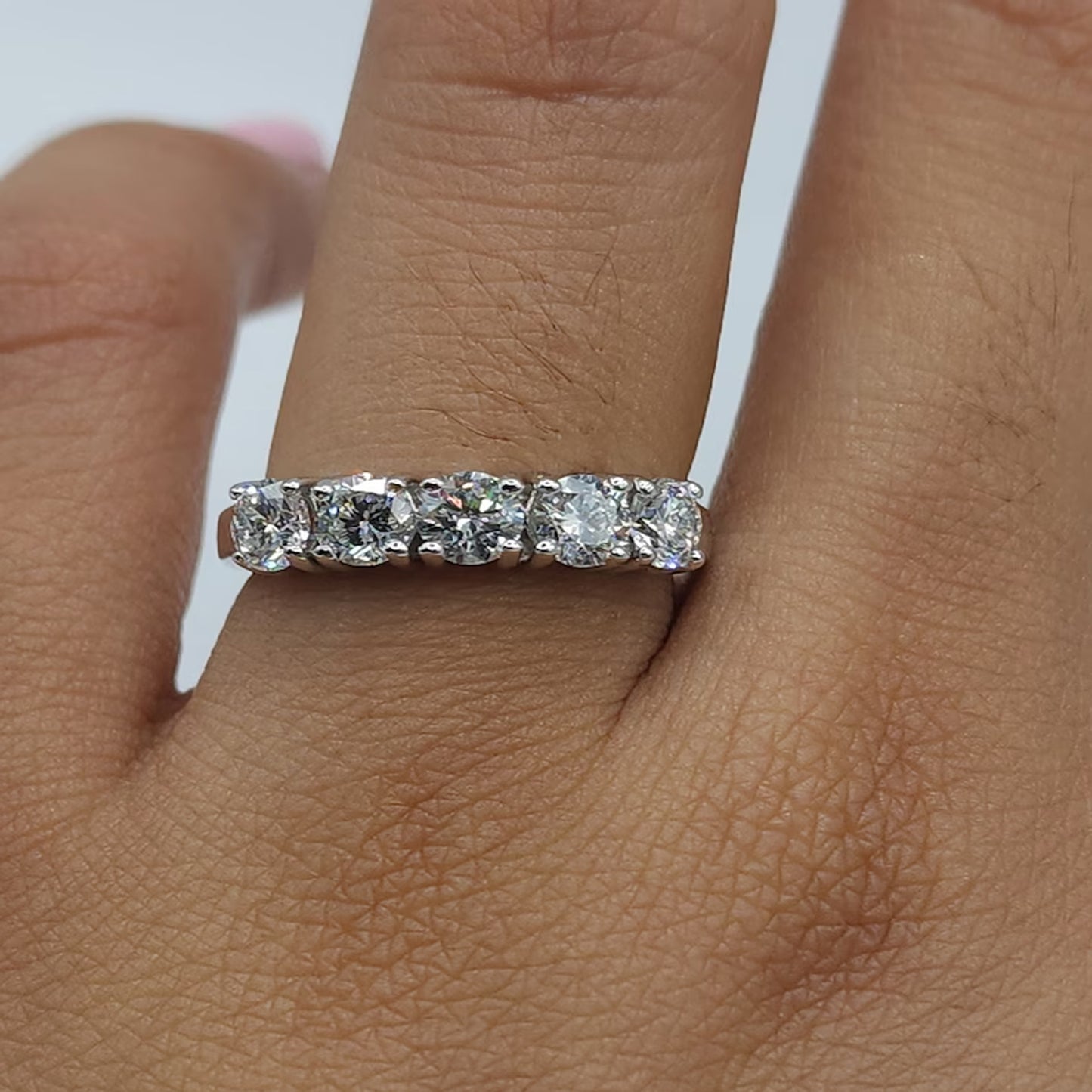 1.25 Ct Moissanite Diamond Ring, 5 Stone Diamond Ring, wedding Ring