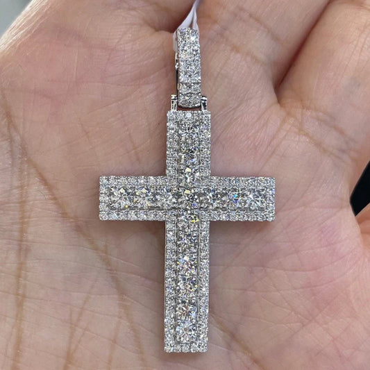 4CT Moissanite Classy Mens Diamond Cross Necklace, Mens Diamond Cross, Diamond Cross Pendant