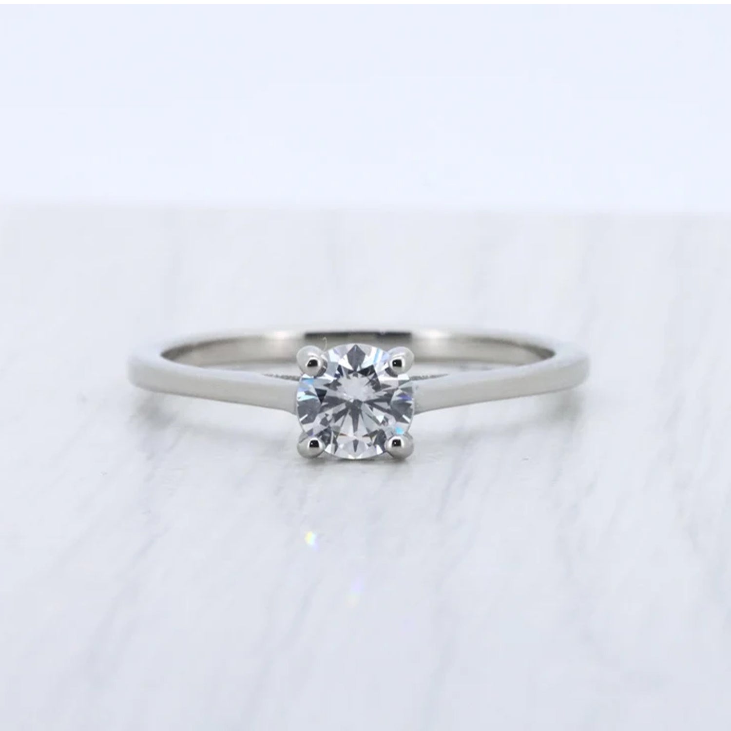 Genuine 0.50ct White Moissanite solitaire ring,925 Silver engagement ring - wedding ring