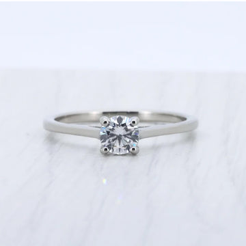 Genuine 0.50ct White Moissanite solitaire ring,925 Silver engagement ring - wedding ring