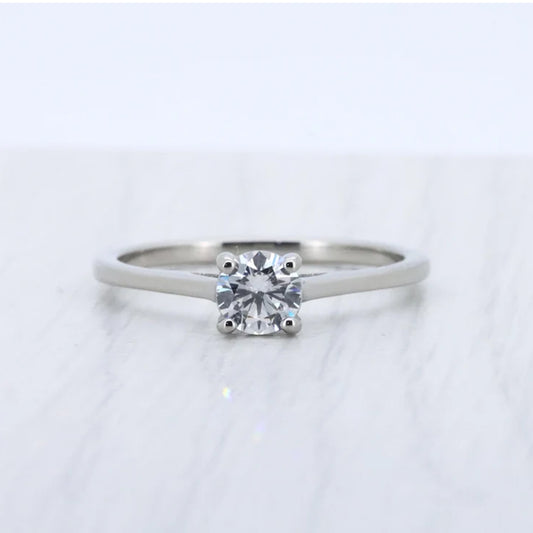 Genuine 0.50ct White Moissanite solitaire ring,925 Silver engagement ring - wedding ring