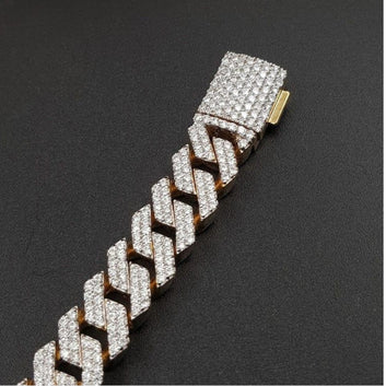 11MM Wide Cuban link Iced out VVS Moissanite Diamond HipHop Miami Cuban link Bracelet