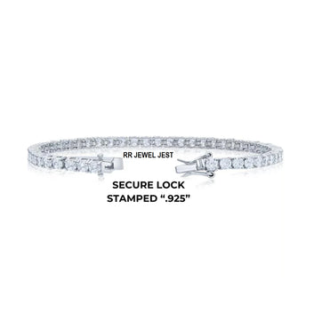Sterling Silver Tennis Bracelet, 925 Fine Sterling Silver and Moissanite 10 CT , Classic Diamond-look Elegant Jewelry