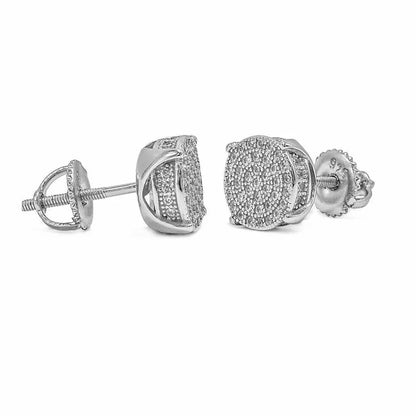 1.80Ct Round Moissanite Diamond Cluster Unisex Stud Earrings 14K White Gold Plated