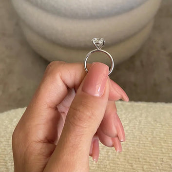 2.00 Carat Moissanite Round Cut Diamond Ring / Minimalist Solitaire 4 Prongs 925 Sterling Silver Thin Ring / Round Cut Diamond Engagement Ring