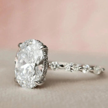 3 Ct Oval Cut Moissanite Wedding Ring Set, Oval Moissanite Engagement Ring Set, Bridal Set,Half Eternity Matching Bands,Anniversary Gift