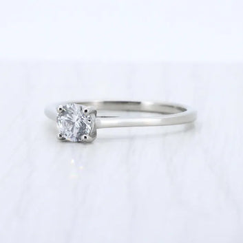 Genuine 0.50ct White Moissanite solitaire ring,925 Silver engagement ring - wedding ring