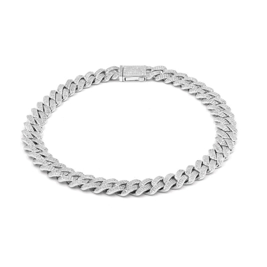 Moissanite 12mm Monaco Cuban Link Chain in 925 Sterling Silver