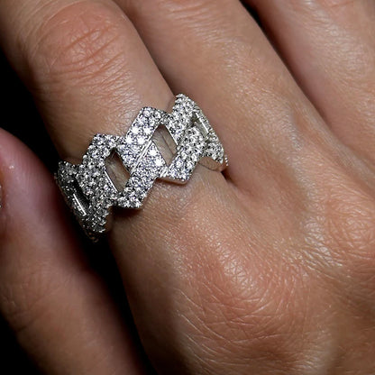 VVS1 Moissanite Miami Cuban link ring