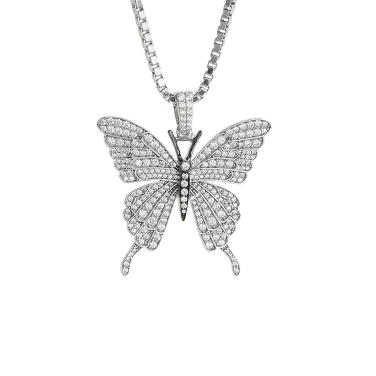 Moissanite Butterfly Necklace, 925 Sterling Silver Iced Out Butterfly Pendant Necklace, Hip Hop Jewelry, Gift for Her, Gift for Mom