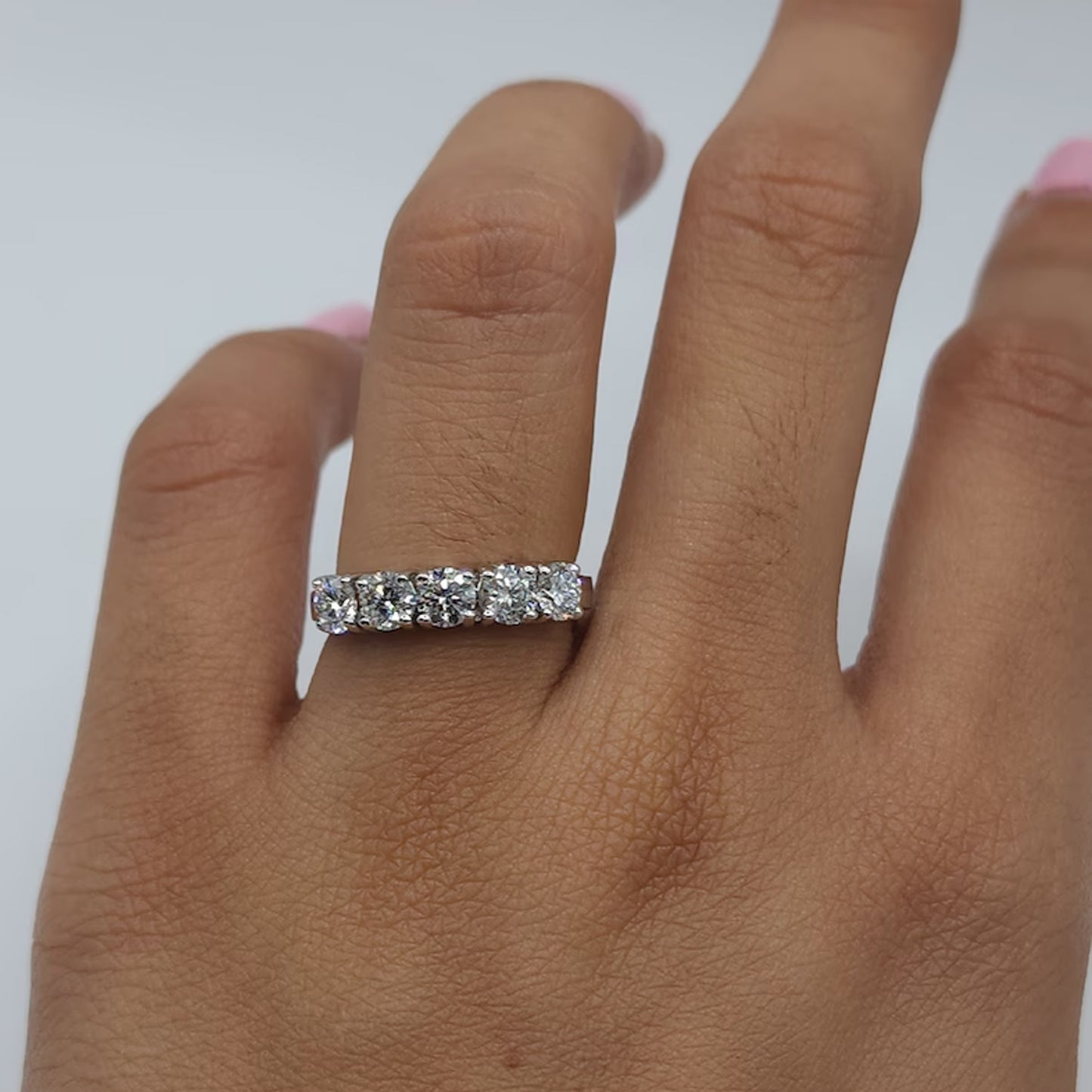 1.25 Ct Moissanite Diamond Ring, 5 Stone Diamond Ring, wedding Ring