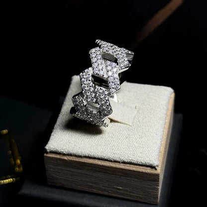 VVS1 Moissanite Miami Cuban link ring