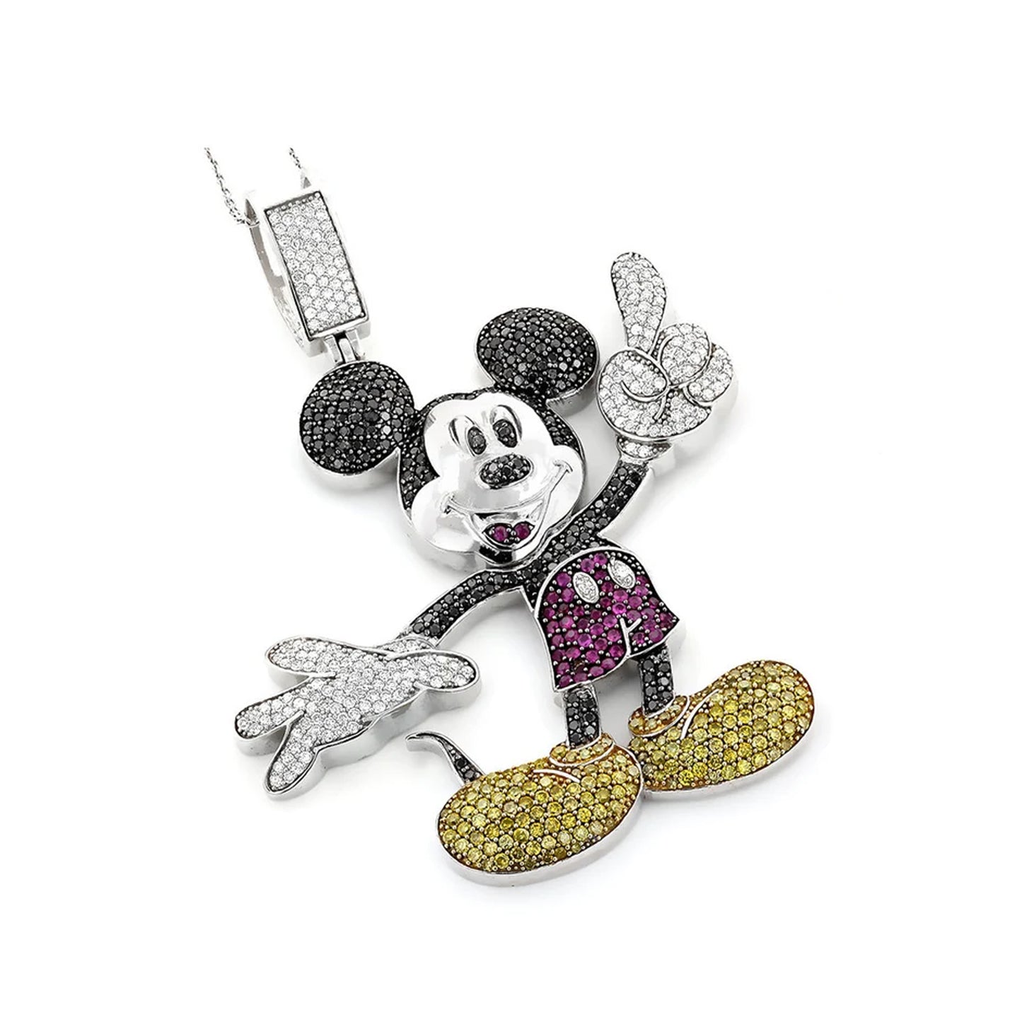 Sterling Silver 925 Diamond Mickey Mouse Pendant