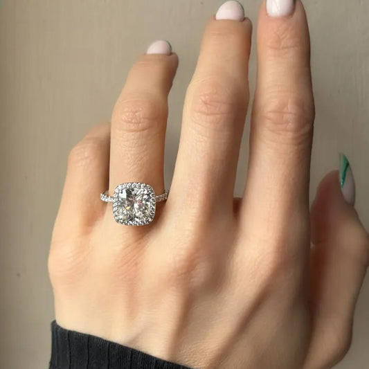 2.5CT Cushion Cut Moissanite Diamond Wedding Halo ring For Women,Diamond Wedding ring,Lab Diamond Anniversary Ring,Bridal Ring