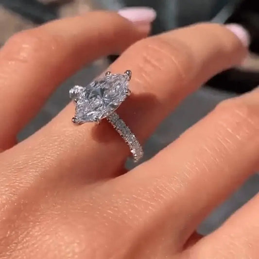 2CT Marquise Cut Engagement Ring Moissanite Halo Wedding Ring Solitaire Wedding Ring Anniversary Gifts For Her Perfect Proposal Women Ring