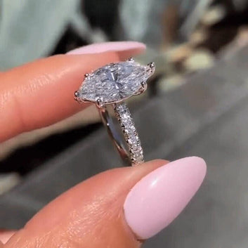 2CT Marquise Cut Engagement Ring Moissanite Halo Wedding Ring Solitaire Wedding Ring Anniversary Gifts For Her Perfect Proposal Women Ring