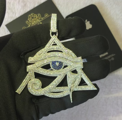 7CT Moissanite Sterling Silver 925 Round Diamond ‘Eye of Horus’ Fully Iced Out Pendant