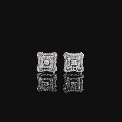 Iced Out Square Shape Unisex Earring Made in 925 Sterling Silver With VVS Colorless Moissanite Stone