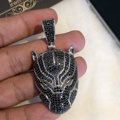 Sterling Silver 925 Hip Hop Iced Out Black Panther Pendant