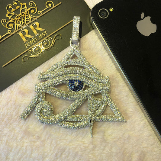 7CT Moissanite Sterling Silver 925 Round Diamond ‘Eye of Horus’ Fully Iced Out Pendant